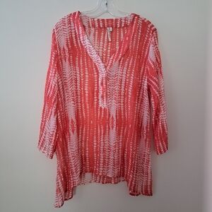 V-Neck Beach Cover Up with Roll-Up Sleeves